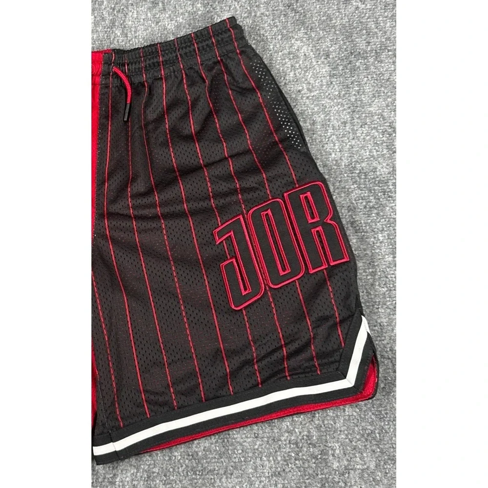 Jordan Boys 8-10Yrs Small Mesh Basketball Shorts Red Black Pinstripe NWT